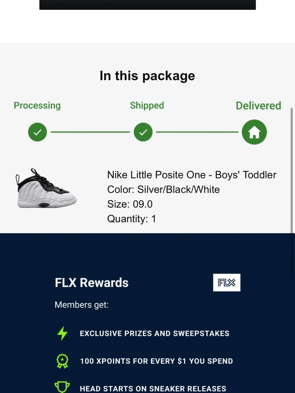 Nike Little Posite One Toddler size 9 - Black/White